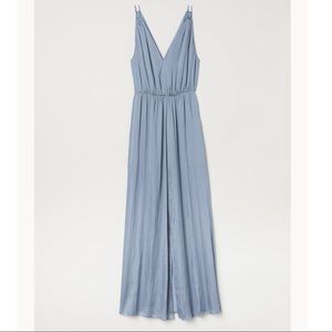 H&M Long Satin V-Neck Maxi Dress